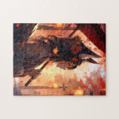 アニメキツネガールかわいいキツネファンタジーアート ジグソーパズル (横)