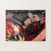 アニメキツネガールかわいいキツネファンタジーアート ジグソーパズル (横)