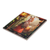 アニメキツネガールかわいいキツネファンタジーアート タイル (側面)