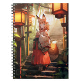 アニメキツネガールかわいいキツネファンタジーアート ノートブック (正面)