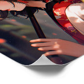 アニメキツネガールかわいいキツネファンタジーアート ポスター (角)