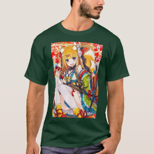 アニメキツネガールかわいい和風美大田日本の店 Tシャツ