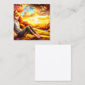 アニメキツネ男性/夕暮れ時 コーリングカード (正面/裏面)