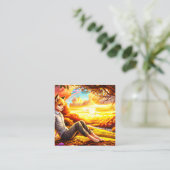 アニメキツネ男性/夕暮れ時 コーリングカード (スタンド正面)