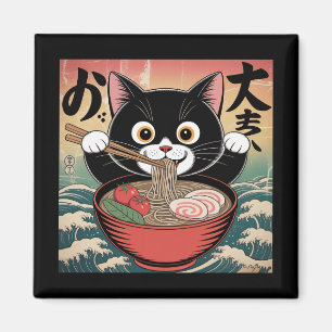 アニメキャット食べラーメンおもしろいレトロ日本のスタイル マグネット