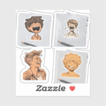 アニメキャラクターのグルー熱狂するプ用のシール