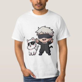 アニメキャラクター&ブラッシング猫 Tシャツ