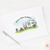 アニメキャンピングトレーラー 楕円形シール (封筒)