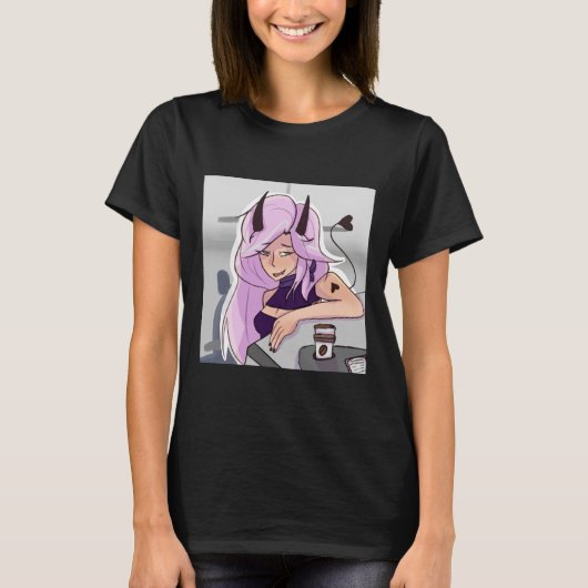 アニメキュートデーモンガールキャラクターTシャツ Tシャツ (正面)