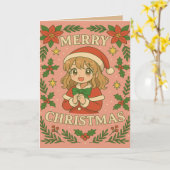 アニメクリスマス カード (黄色い花)