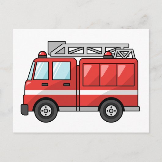 アニメクールの消防車/エンジン ポストカード (正面)