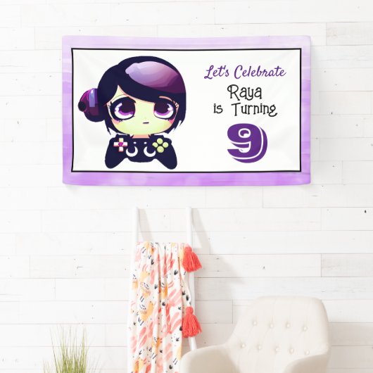 アニメゲームガールバースデーパーティー 横断幕 (インサイチュ)