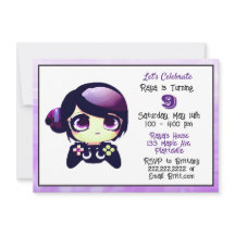 アニメゲームガールパープル&ブラックキッズ誕生日