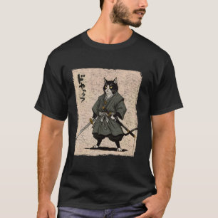 アニメサムライキャットウォリアー浮世絵武者日本 Tシャツ
