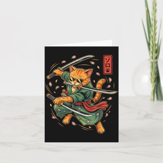 アニメサムライキャット三剣日本風アート カード (正面)