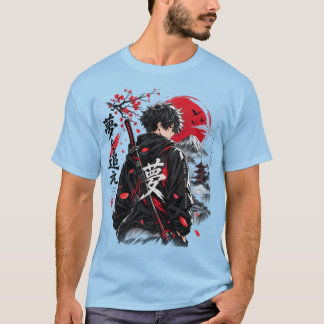 アニメサムライ戦士 和風Tシャツ – 赤 Tシャツ
