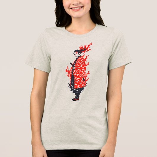 アニメサムライ炎の戦士 日本のアニメ トライブレンドTシャツ (正面)