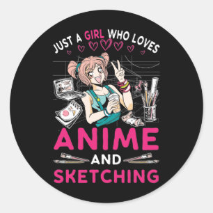 アニメスケッチガールオタク10代の漫画ファン ラウンドシール