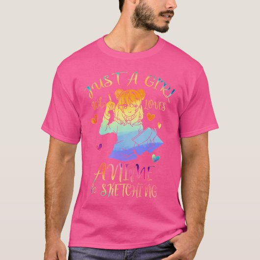 アニメスケッチ好きな女の子だけのスタイルネクタイD Tシャツ (正面)