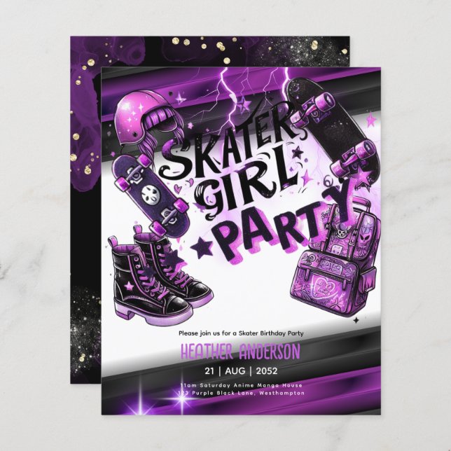 アニメスケーター女子バースデーパーティースカートボード (正面/裏面)