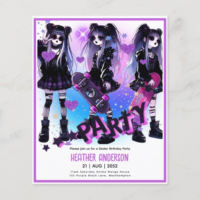 アニメスケーター女子バースデーパーティースカートボード (正面)