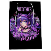 アニメスケーター女子バースデーパーティースカートボード ミディアムペーパーバッグ (正面)