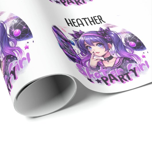 アニメスケーター女子バースデーパーティースカートボード ラッピングペーパー (ロールコーナー)