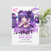 アニメスケーター女子バースデーパーティースカートボード 招待状 (スタンド正面)