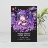 アニメスケーター女子バースデーパーティースカートボード 招待状 (スタンド正面)