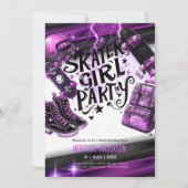 アニメスケーター女子バースデーパーティースカートボード 招待状 (正面)
