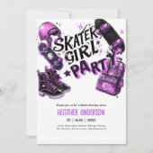 アニメスケーター女子バースデーパーティースカートボード 招待状 (正面)