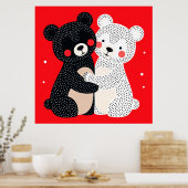 アニメスタイルのクマ二頭 ポスター (キッチン)