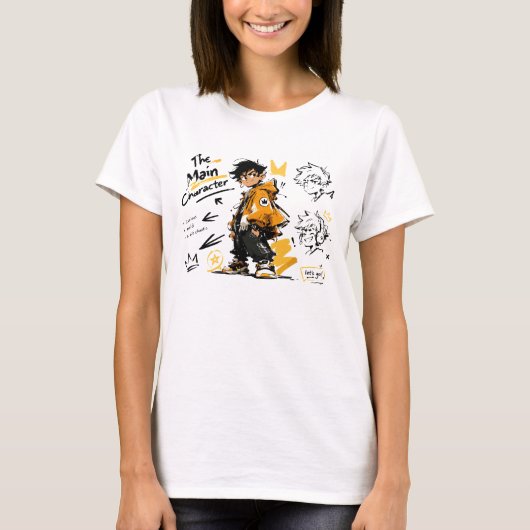 アニメスタイルの主役級クールアート Tシャツ (正面)