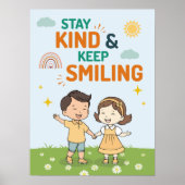 アニメスタイルの優しさスマイル インスピレーション 名言 幼稚園 ポスター (正面)