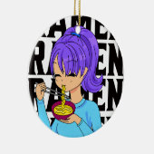 アニメスタイルガール食べ物ズヌードルブラック文字 セラミックオーナメント (右)