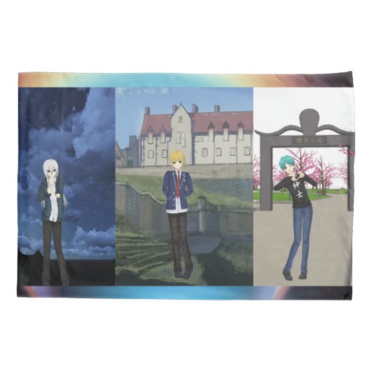 アニメスタイルキャラクター枕ケース 枕カバー (裏面)