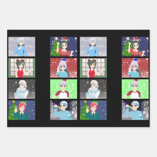 アニメスタイルクリスマス/ホリデーラッピング紙 ラッピングペーパーシート (正面)