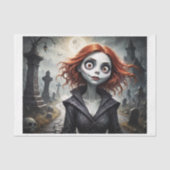 アニメスタイルハロウィーン気分の不気味な女の子 薄葉紙 (正面)
