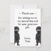 アニメスタイル忍者戦士ボーイズ誕生日パーティー サンキューカード (裏面)