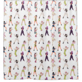 アニメスタイルKpopアイドル踊りガールズ シャワーカーテン (正面)