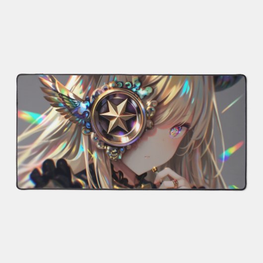 アニメスチームパンク角化美しいwithスターモノクル デスクマット (正面)