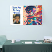 アニメスーパーヒーローボーイパーソナライズされた誕生日 横断幕 (トレードショー)