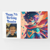 アニメスーパーヒーローボーイパーソナライズされた誕生日 横断幕 (横)
