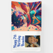 アニメスーパーヒーローボーイパーソナライズされた誕生日 横断幕 (縦)