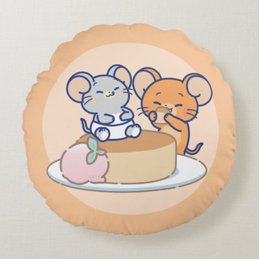 アニメタフィーとジェリー・チーズケーキ ラウンドクッション (正面)