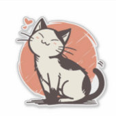 アニメチビ(小さくかわいく書いた感じ)タキシード猫 シール (正面)