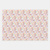 アニメテーマの女子の誕生日 ラッピングペーパーシート (正面)