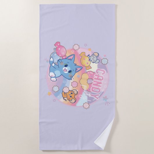 アニメトムとジェリーキャンディパーティー ビーチタオル (正面)