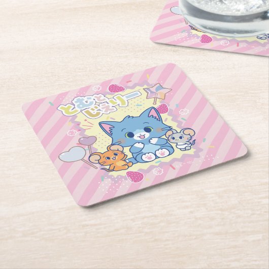 アニメトムとジェリーストロベリーおもしろい スクエアペーパーコースター (アングル)