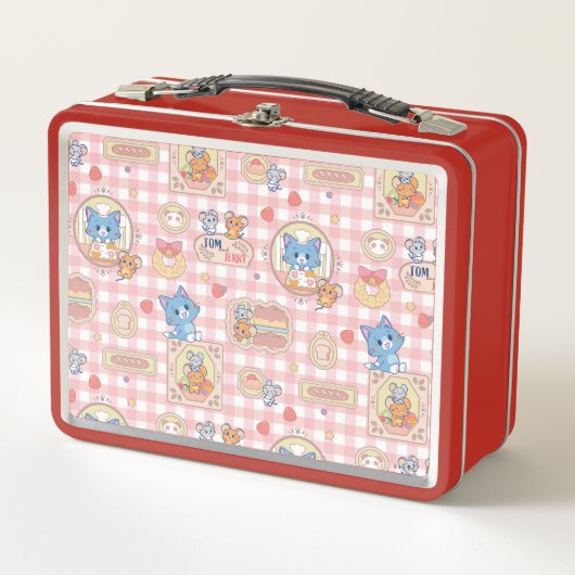 アニメトムとジェリーベーカリー柄 メタルランチボックス (正面)